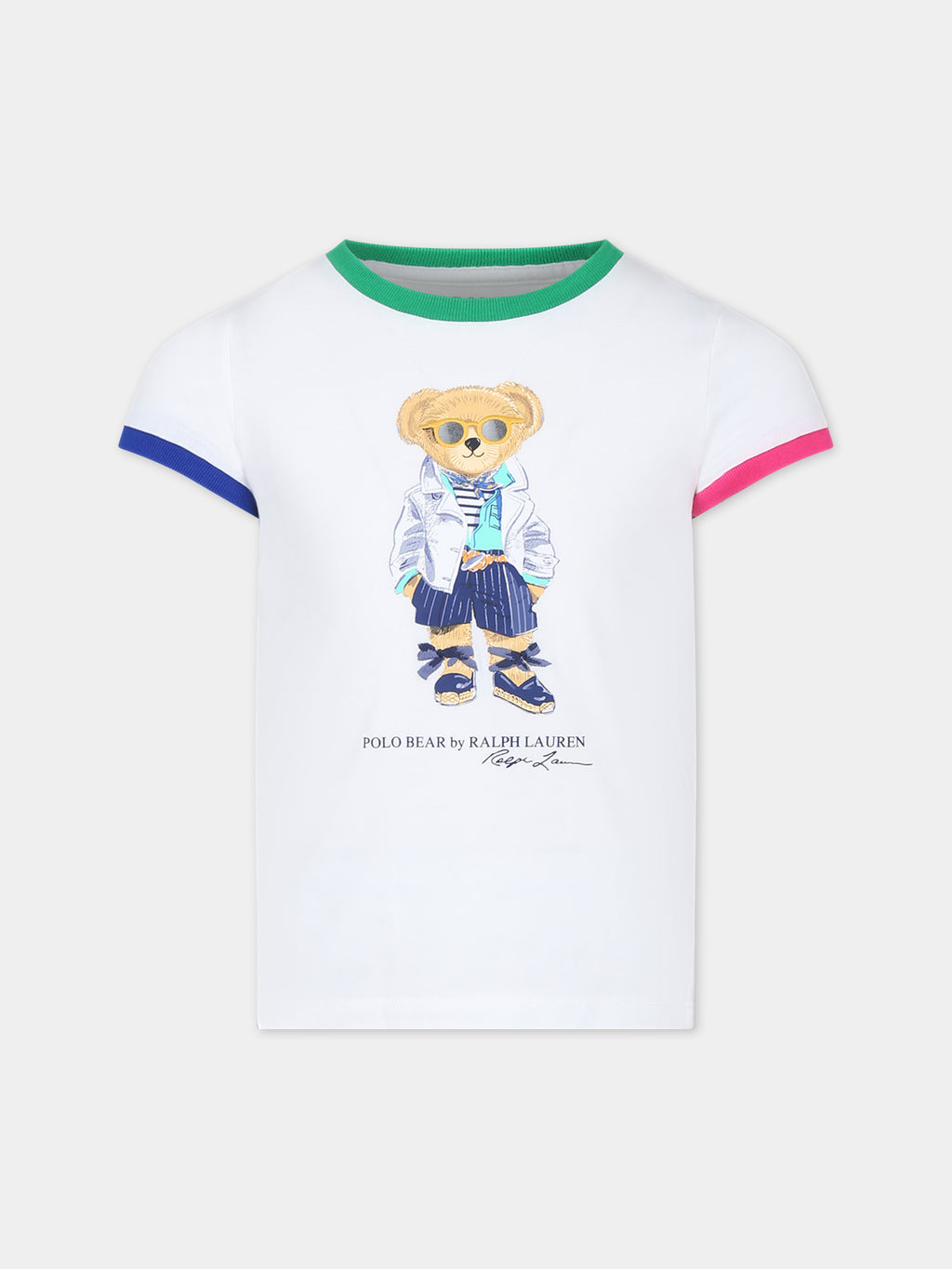 T-shirt bianca per bambina con Polo Bear